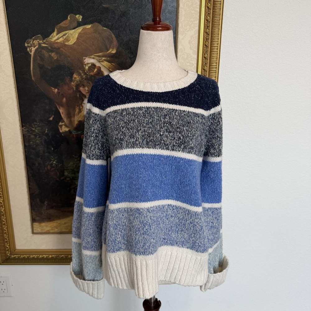 Cottagecore Talbots Blue & White Striped Knit Sweater